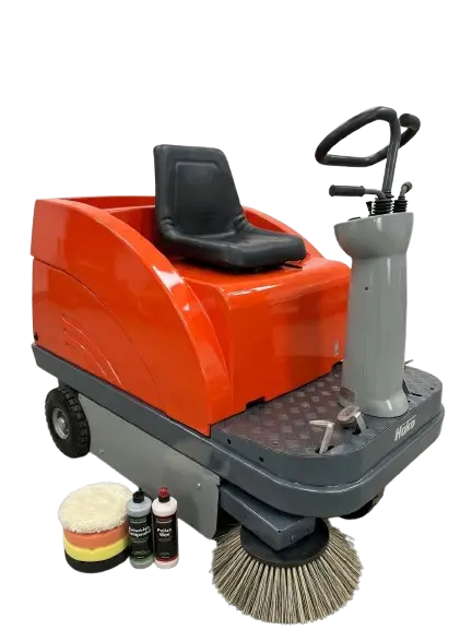 Ride-on floor sweeper machine