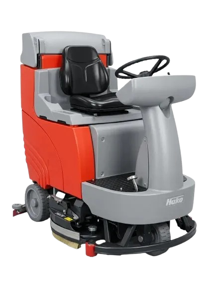 Industrial ride-on scrubber machine